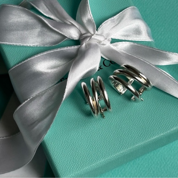 Authentic Tiffany & Co. ZigZag Wide Hoop Earrings